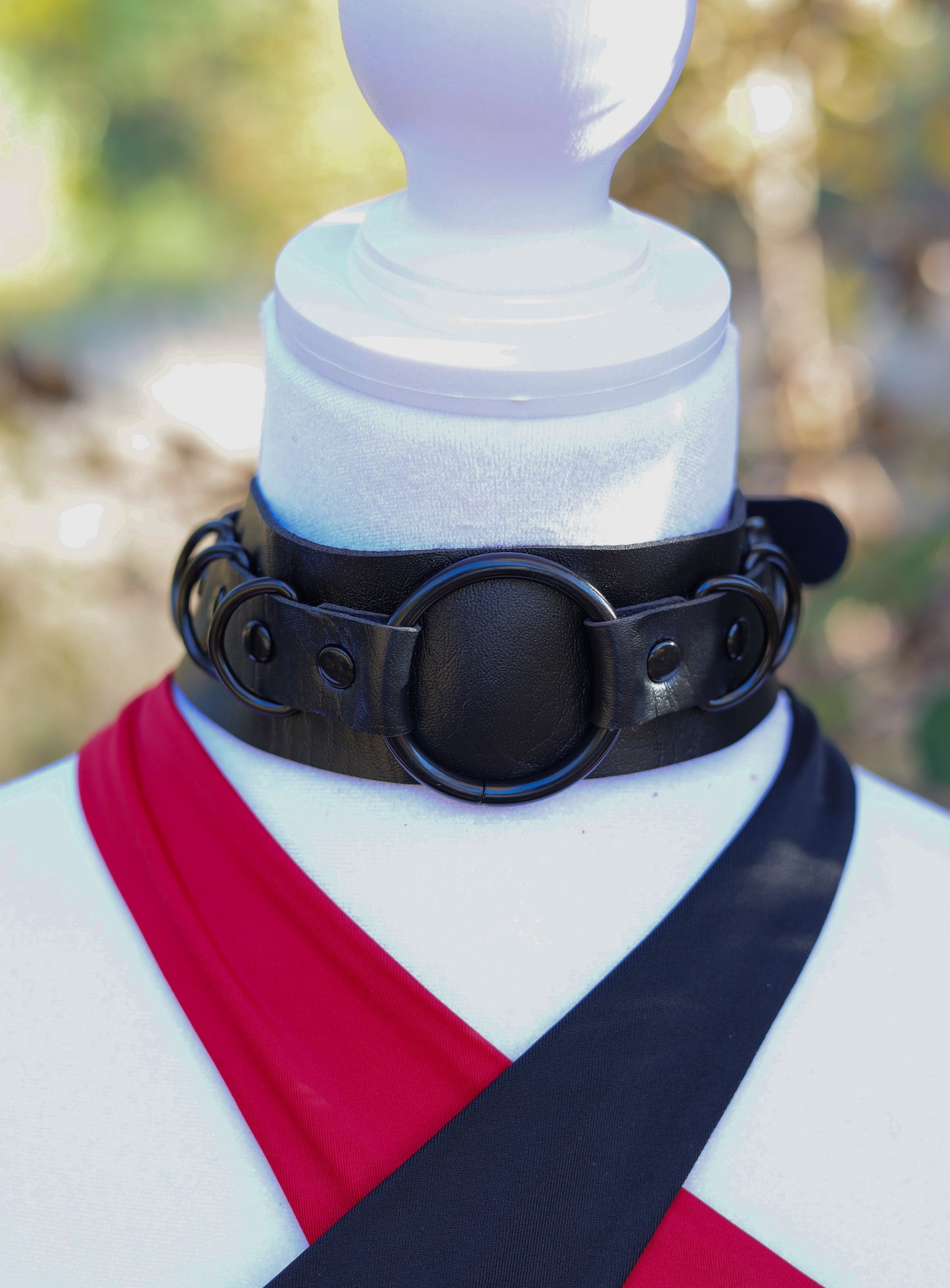 Black Leather Choker Necklace Detail