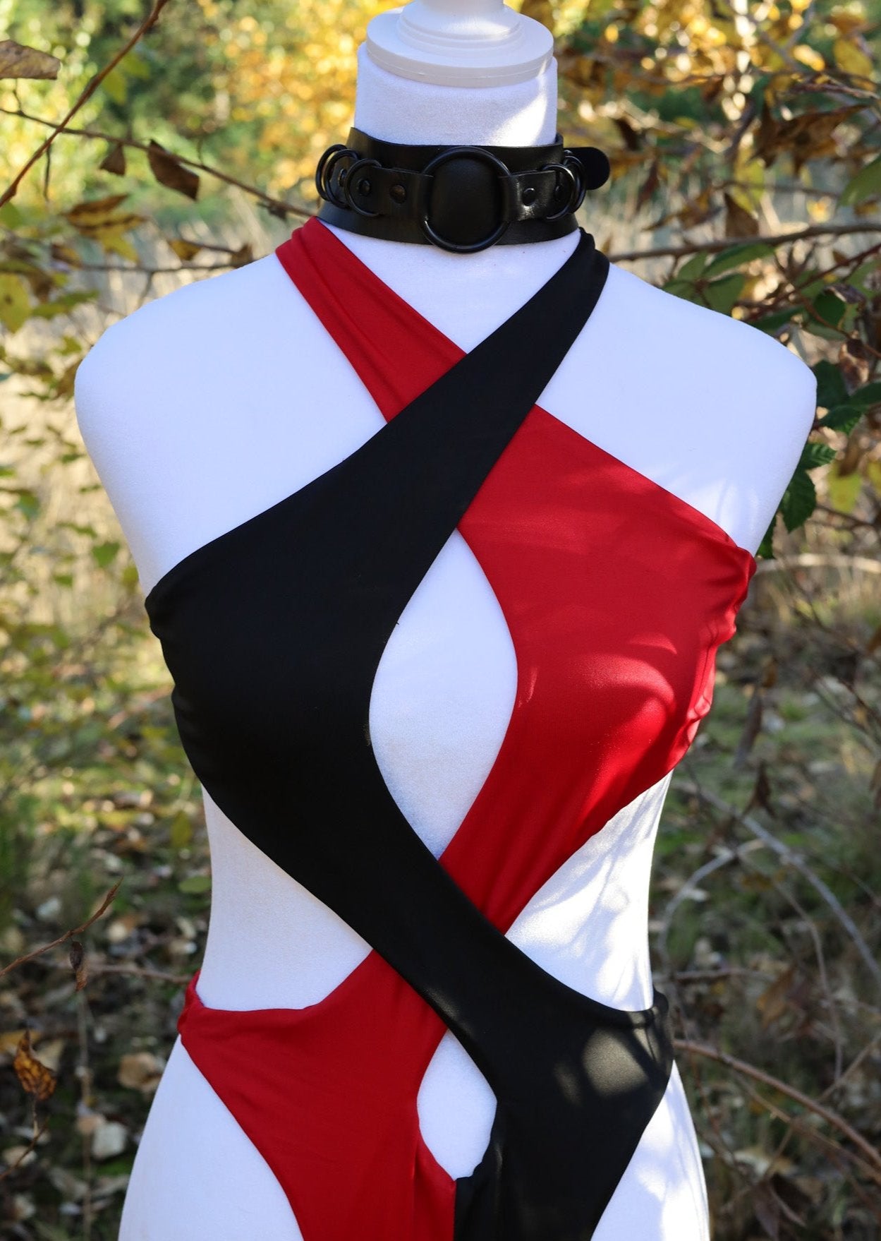 Black Leather Choker Necklace Front 2