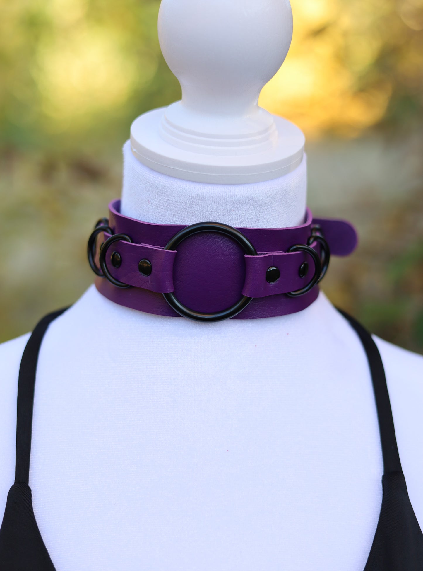Purple Leather Choker Necklace Detail