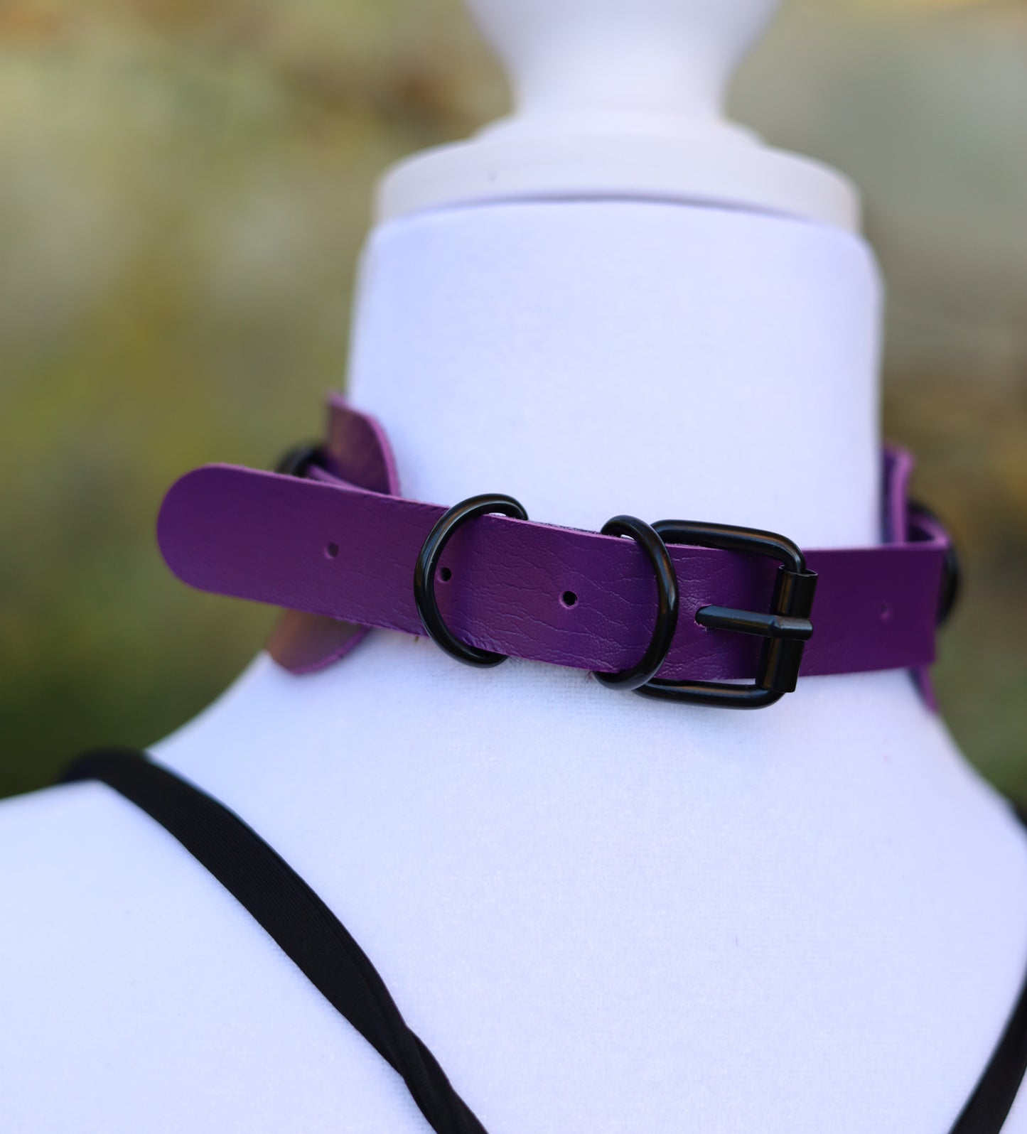Purple Leather Choker Necklace Back