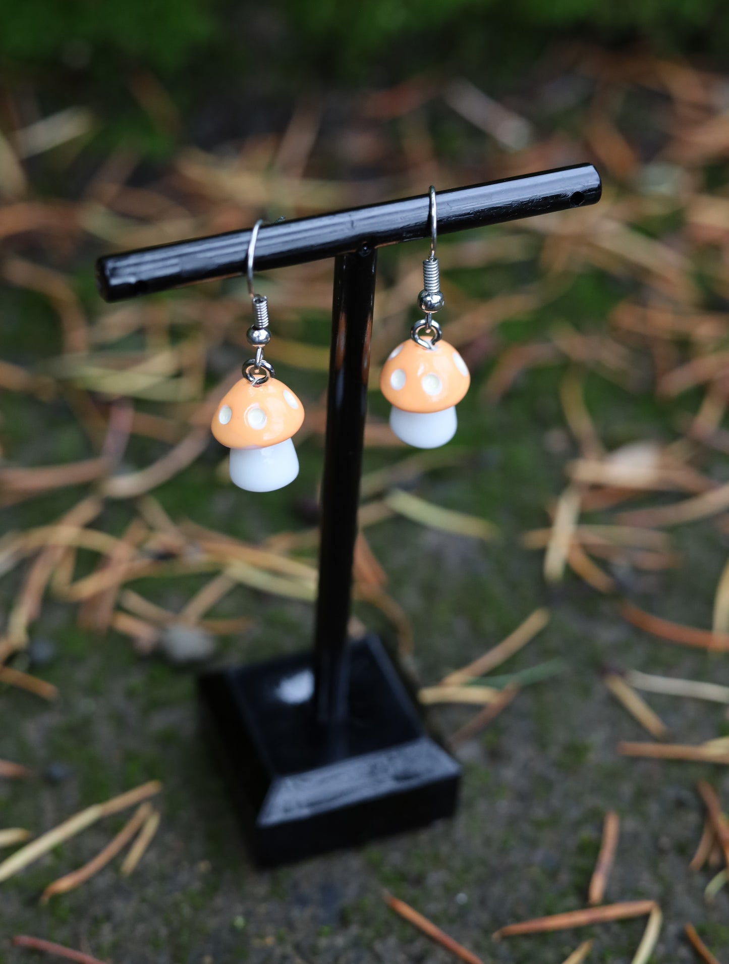Orange Mushroom Earrings Side
