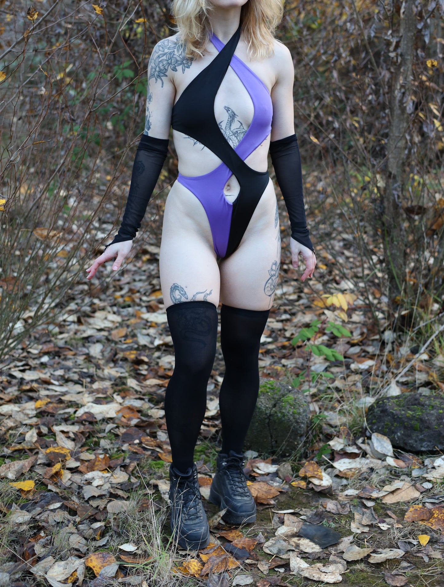 Black Sheer Arm Sleeves Full Body