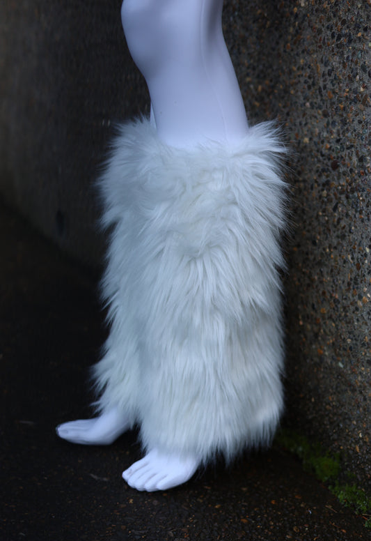 White Fluffy Leg Warmers