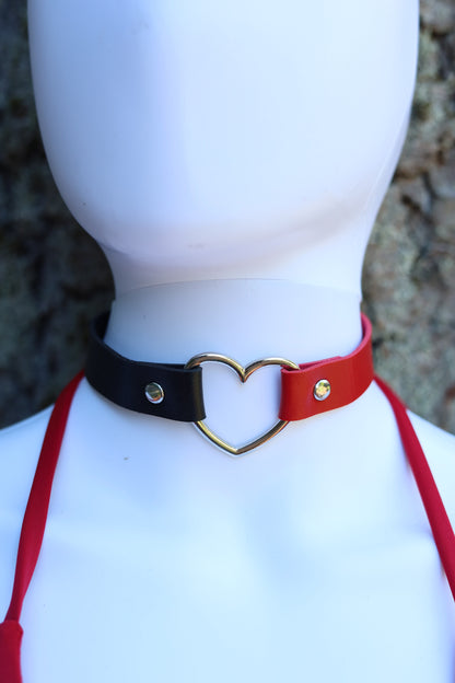 Black & Red Heart Choker