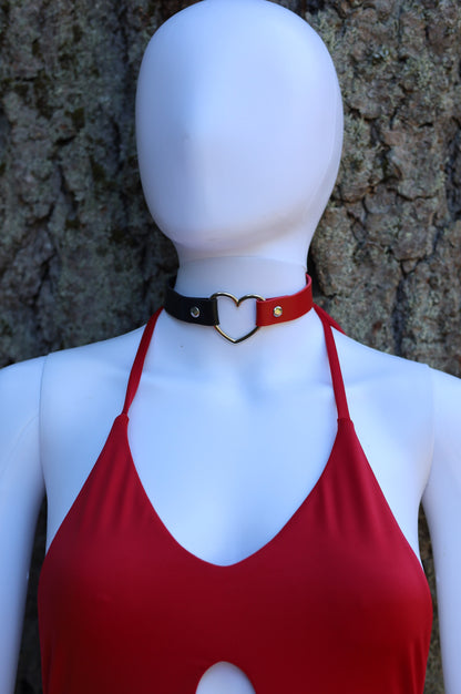 Black & Red Heart Choker
