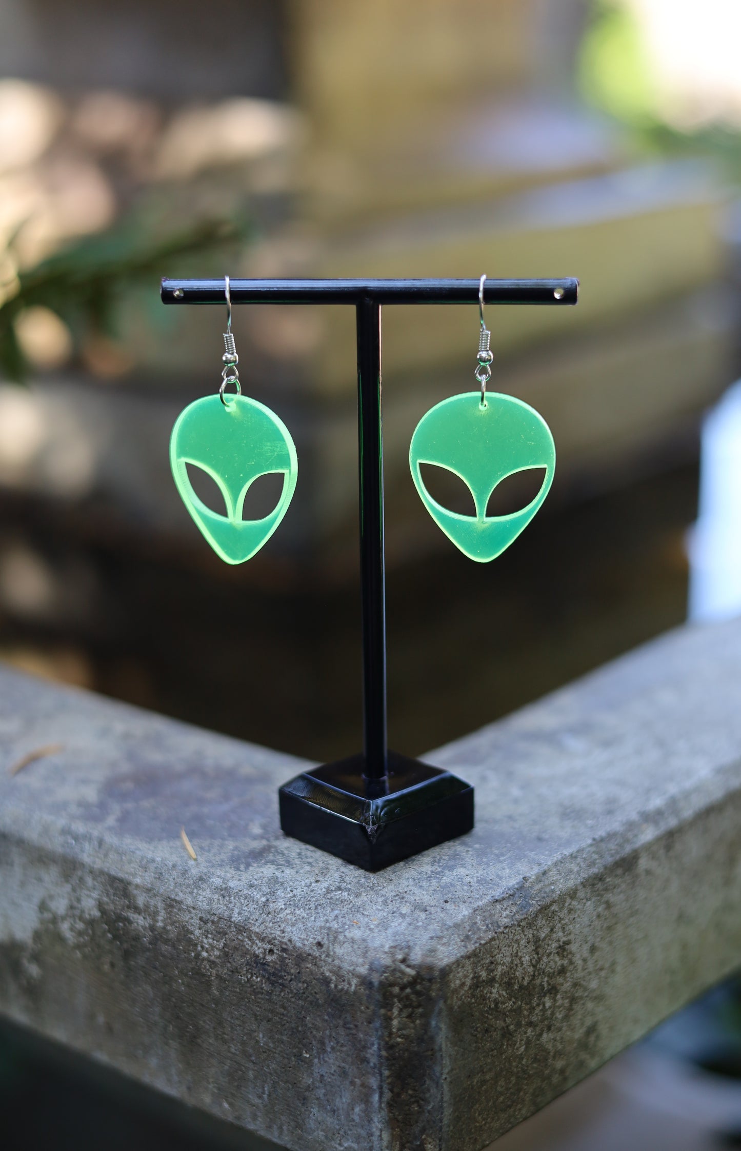Green Alien Earrings