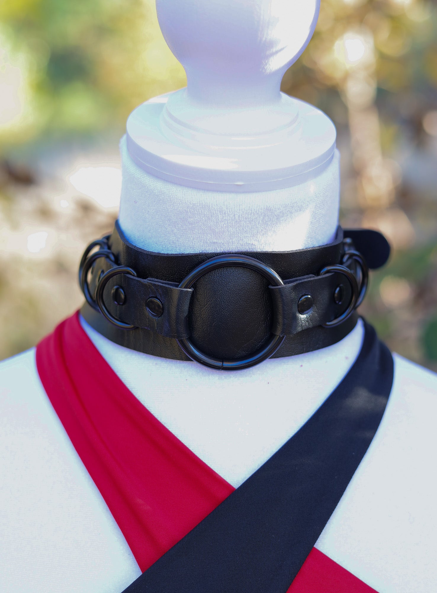 Black Leather Choker Necklace Detail