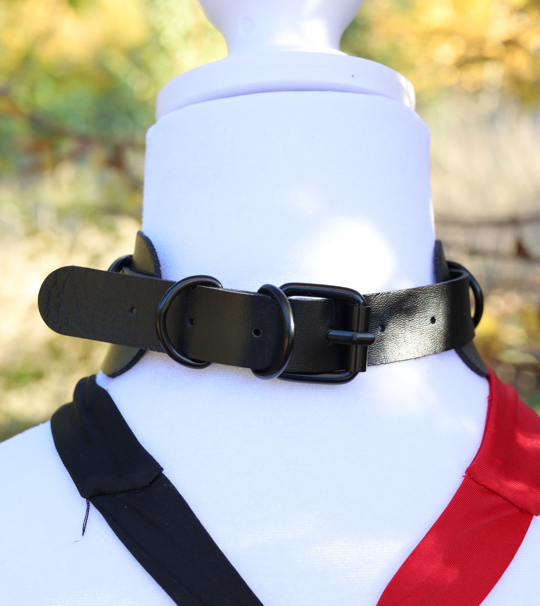 Black Leather Choker Necklace Back