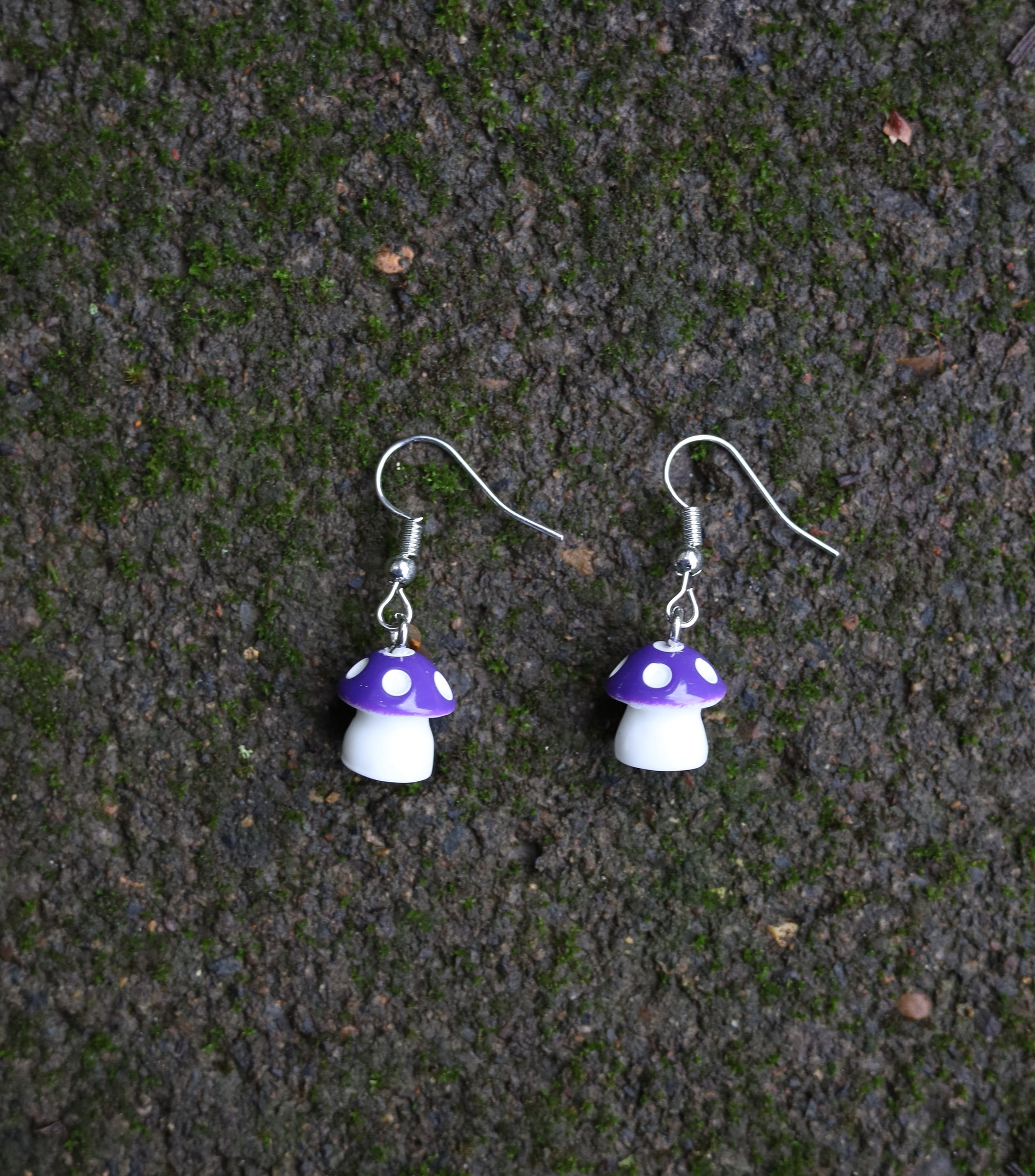 Purple Mushroom Earrings Flat