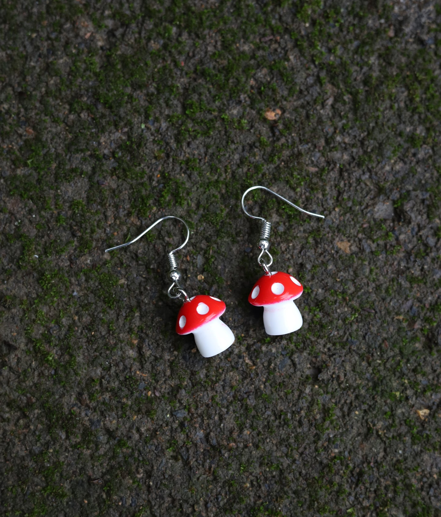 Red Mushroom Earrings Flat