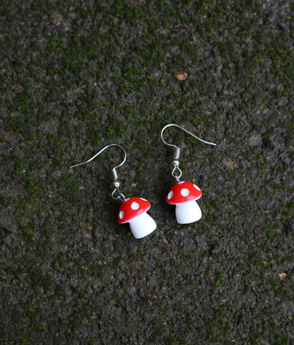 Red Mushroom Earrings Flat