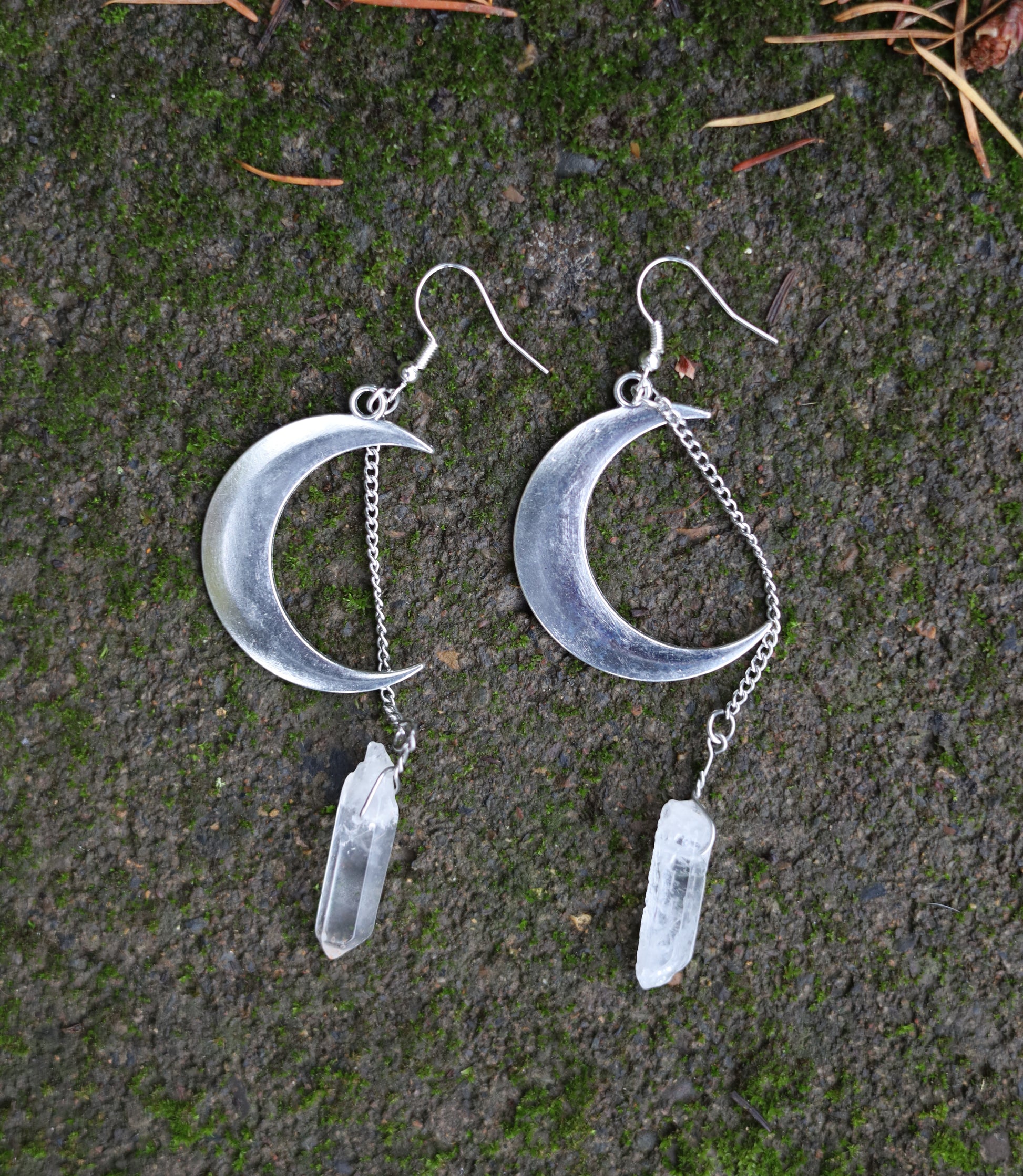 Crystal Moon Earrings Flat