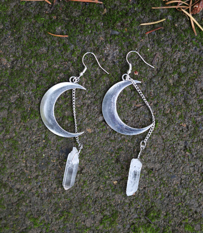 Crystal Moon Earrings Flat