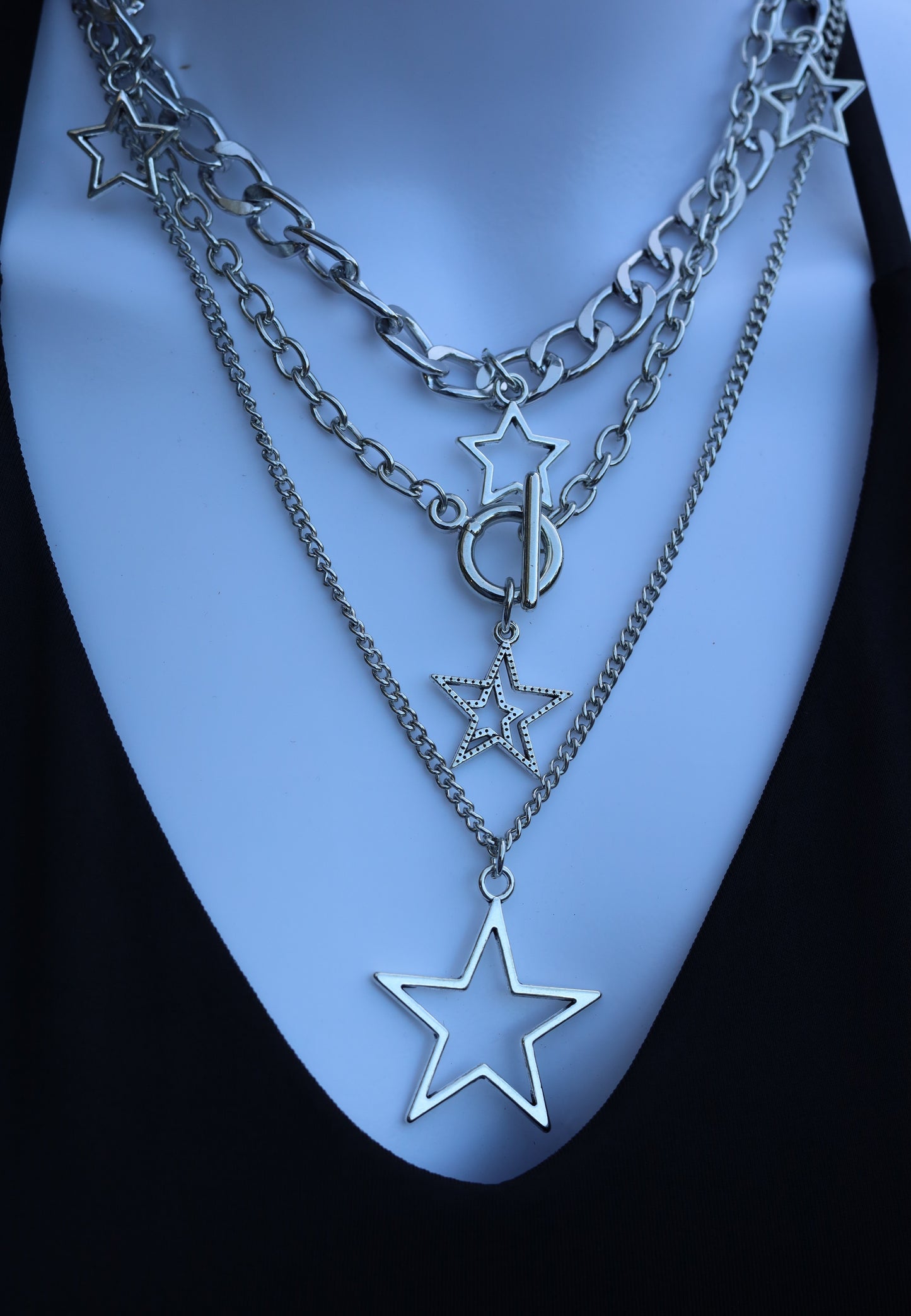 Silver Star Necklace (3 PC)