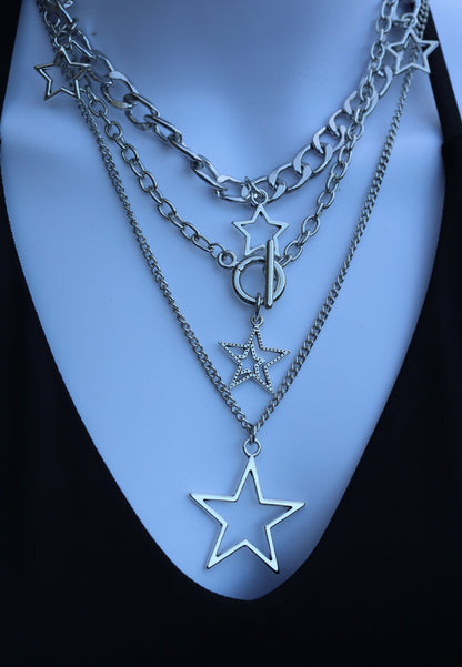 Silver Star Necklace (3 PC)