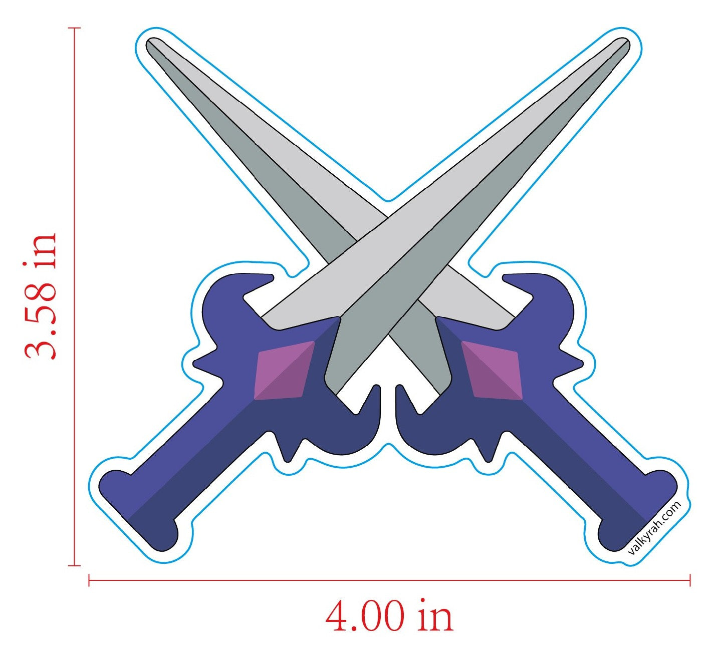Valkyrah Sword Sticker Measurements