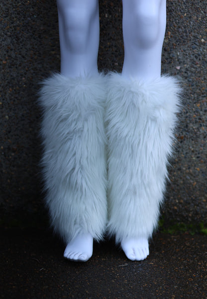 White Fluffy Leg Warmers